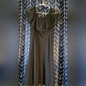 White House Black Market Black Dress with White Polka Dots XS